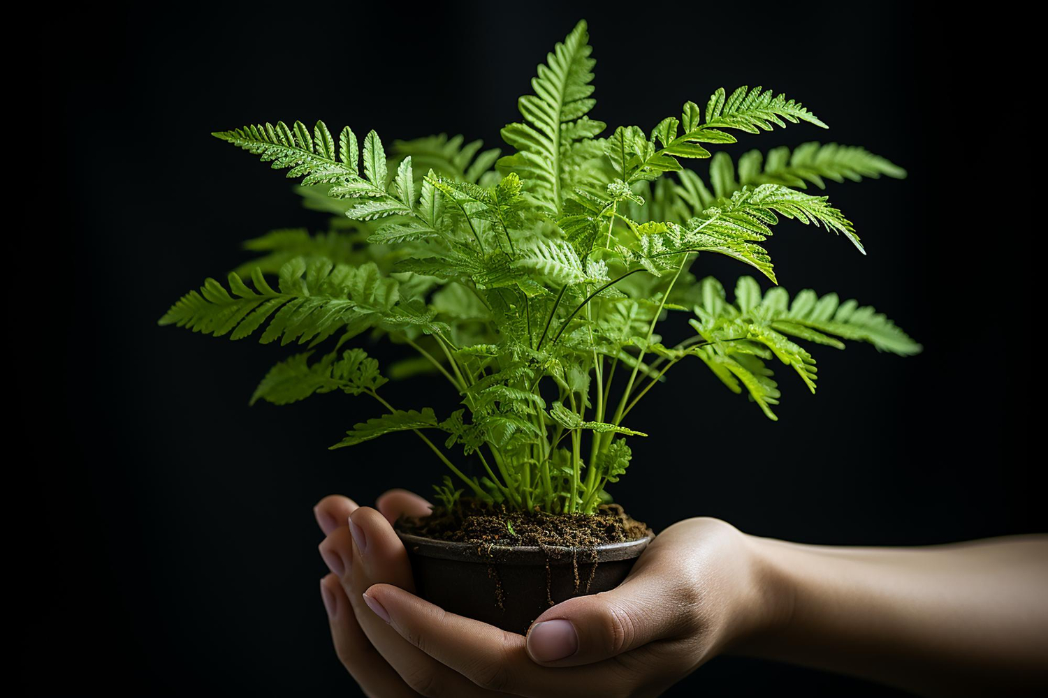 Growing fern plants