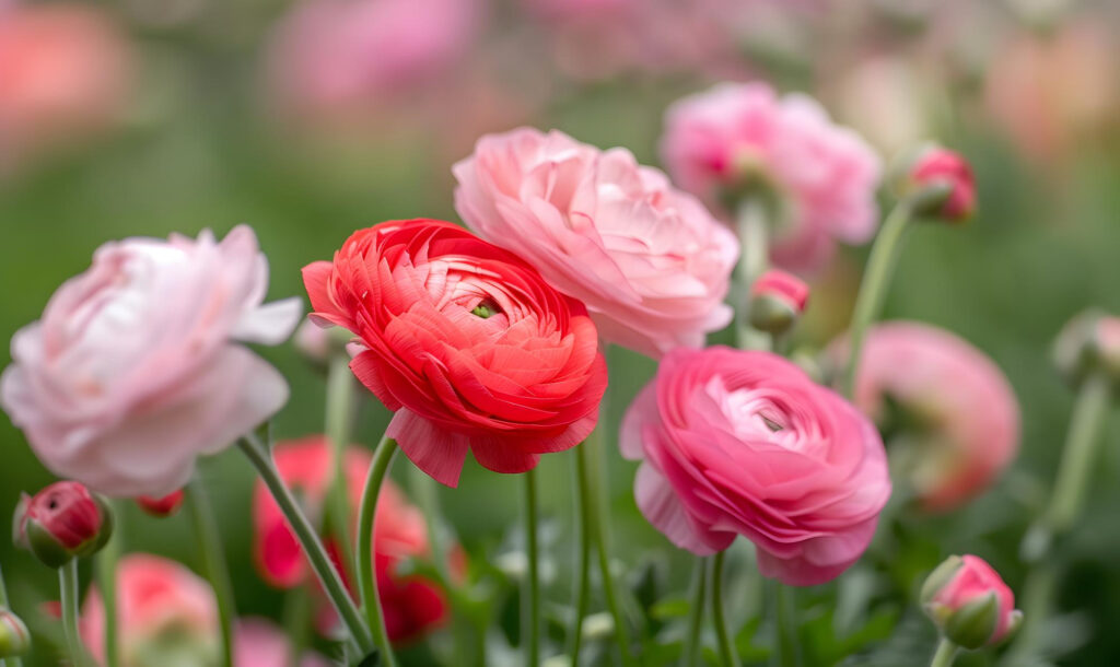 pink red ranunculus flowers